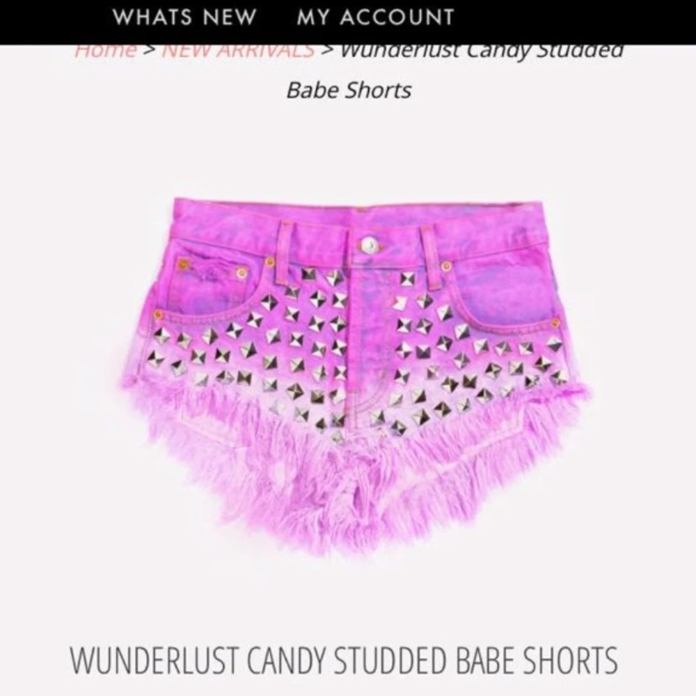 Runawaydreamz babe ombré pink studded shorts denim